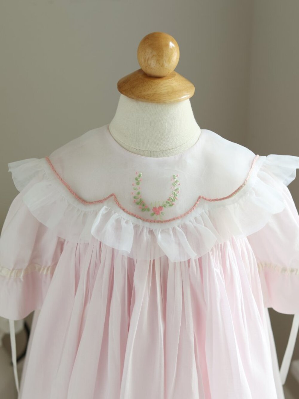Strasburg RARE Pink Heirloom Float Dress Cotton Lawn Organza Collar 24 Months - Picture 3 of 9